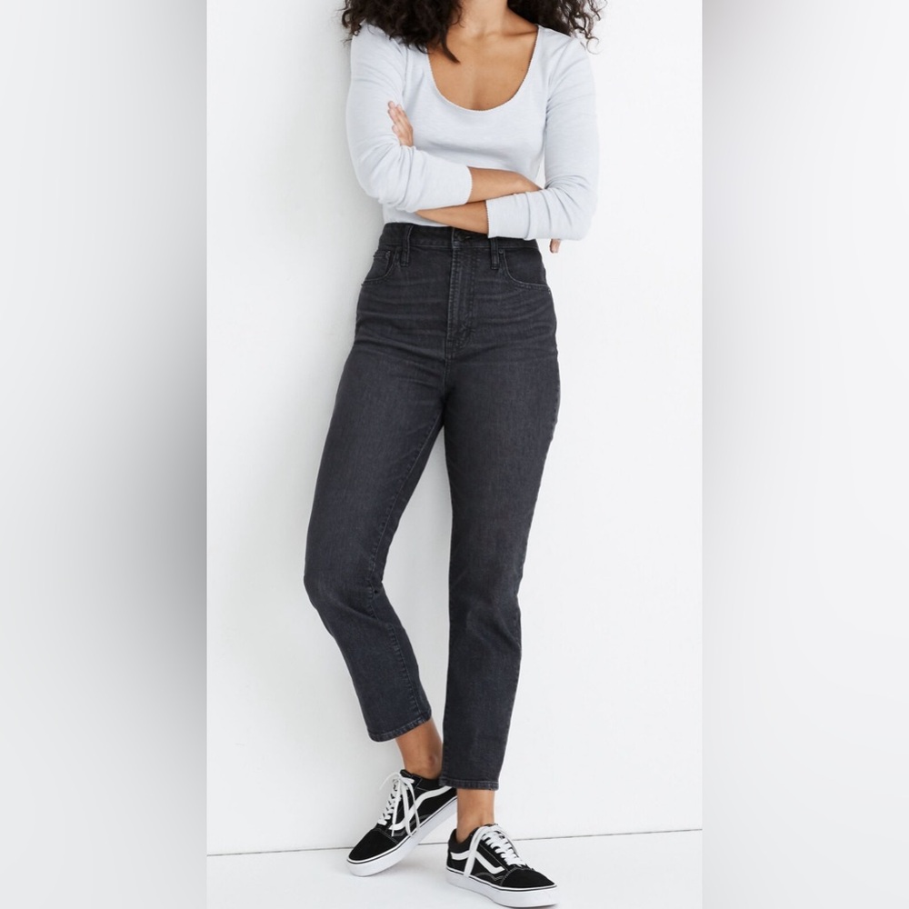 Madewell Curvy‎ Perfect Vintage Jeans. High waist. Cropped Black. Women size 24